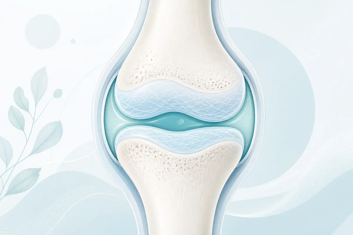 Schéma anatomique d'une articulation saine — cartilage chargé en collagène de type II pour la santé articulaire